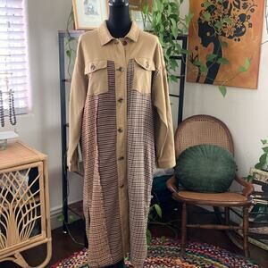 Free People We The Free Bentley Ombré Houndstooth Sherlock Shirt Duster Coat